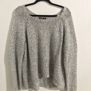 Grey Onix off-the-shoulder sweater